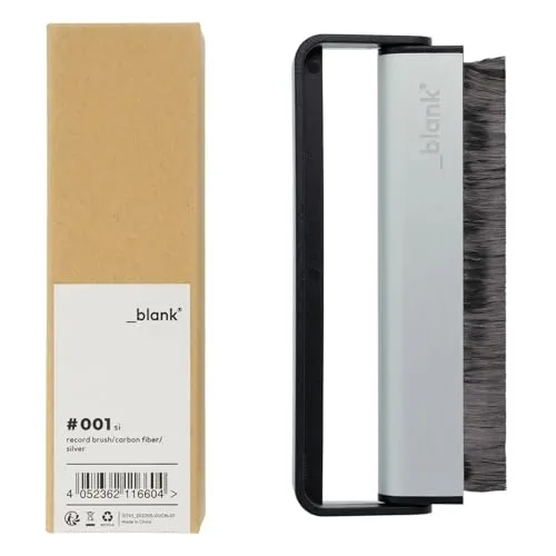 _blank #001si | antistatische Schallplatten Reinigung | professionelle Plattenbürste | LP Vinylplattenreiniger | entfernt Schmutz aus den Tonrillen | Carbon Borsten | Silber