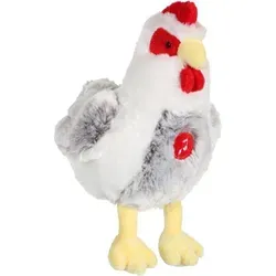 Plüschhuhn – – mit Geräuschen – 22 cm – Weiß/Grau