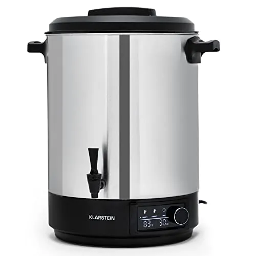 Klarstein Einkochautomat 40L mit Hahn - Multikocher für die einfache Zubereitung von Glühwein und Speisen, mit 2500W Leistung und automatischer Temperaturregelung für stets perfekte Ergebnisse.