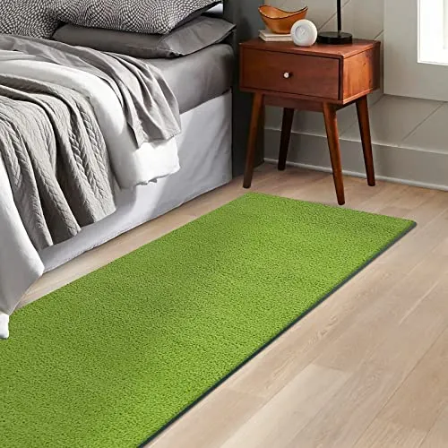 KARAT Bettvorleger Dynasty - edle Velours Bettumrandung - Teppich Läufer für Schlafzimmer Wohnzimmer - Flauschiger Teppichläufer (80 x 200 cm, Grün)