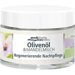 Oliven-Mandelmilch Regenerierende Nachtpflege - Nachtpflege mit Olivenöl & Mandelmilch, revitalisiert die Haut über Nacht für eine strahlende, gesunde Ausstrahlung.