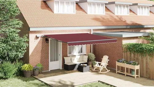 vidaXL Markise Manuell mit LEDs 400x300 cm in rot von vidaXL