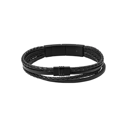 Fossil Armband für Männer Vintage Casual - JF03098001 - Armbänder für Herren aus gebürstetem Edelstahl, in elegantem Schwarz und mit sicherem Magnetverschluss, ideal für den modischen Look.