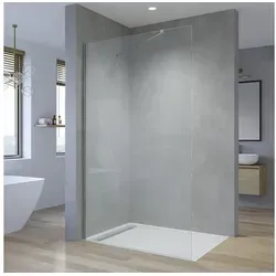 AQUALAVOS Duschwand Walk In Dusche Glas Duschwand in 5 verschiedenen Breiten (80-120 cm), Einscheiben-Sicherheitsglas (ESG) 8 mm, Spritzschutz im Bad, barrierefrei einbaubar, großer Verstellbereich weiß 110 cm x 200 cm