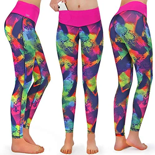 Formbelt Damen Lauftights mit Taschen - High Waist Sportleggings für Smartphone (Mehrfarbig Brazil XL) - Sportleggings für Damen mit integriertem Handyfach im hohen Bund für maximalen Stauraum. Atmungsaktiver Stoff mit 4-Way Stretch sorgt für perfekten Sitz und Tragekomfort beim Sport.