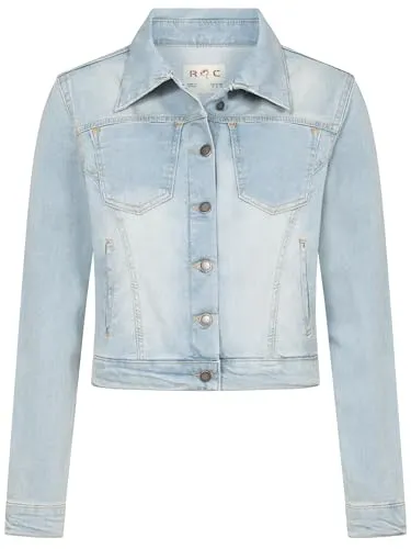 Rock Creek Damen Jeans Jacke Übergangs Jacke Denim Blouson Stretch Kurz Classic Jeansjacken Urban Stonewash D-493 Himmelblau S