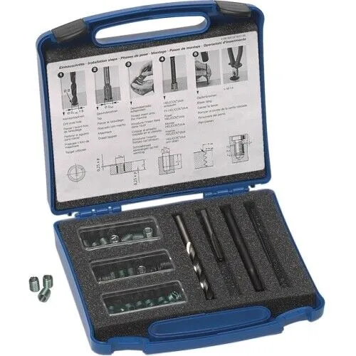 HELICOIL Gewindereparatur-Set M12 x 1,25, 10-teilig - Handwerkzeuge für professionelle Gewindereparaturen, ideal zur Wiederherstellung beschädigter Gewinde in Metall.