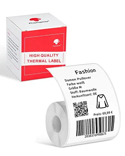 Phomemo M220 Druckeretiketten für M220 M250 M221 M120 M150 M108 M110 M421 Etikettendrucker, Mehrzweck-Barcode, Lebensmittel, Kleidung, Name, Adressetiketten, 1 Rolle, 50x80mm,100 Etiketten/Rolle