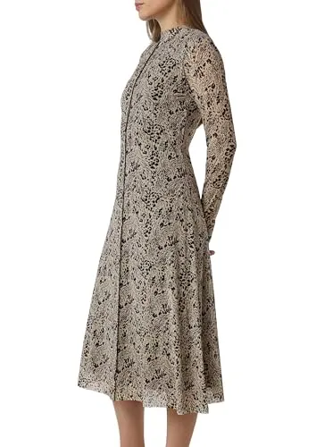 comma Kleid - Antailiertes Freizeitkleid mit Stehkragen - Freizeitkleider für Damen, elegantes antailliertes Design mit langen Ärmeln und stilvollem Allover-Print.