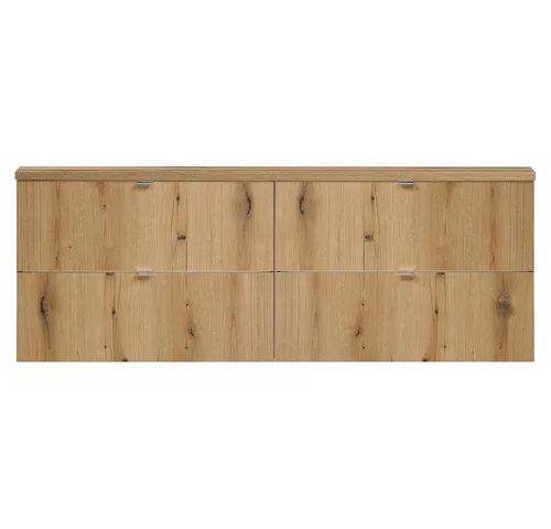 Lomadox Doppelwaschtisch NEWPORT-56-OAK, 160cm in Eiche - Waschtisch in Eiche, ideal für kleine Badezimmer mit minimalistischem Design und Softclose-Schubladen für eine elegante und funktionale Lösung.