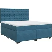 vidaXL Boxspringbett mit Matratze Blau 200x200 cm Samt - Elegantes Boxspringbett mit Taschenfederkernmatratze für optimalen Schlafkomfort. Der weiche Samtstoff und das höhenverstellbare Kopfteil sorgen für stilvolle Entspannung in deinem Schlafzimmer.