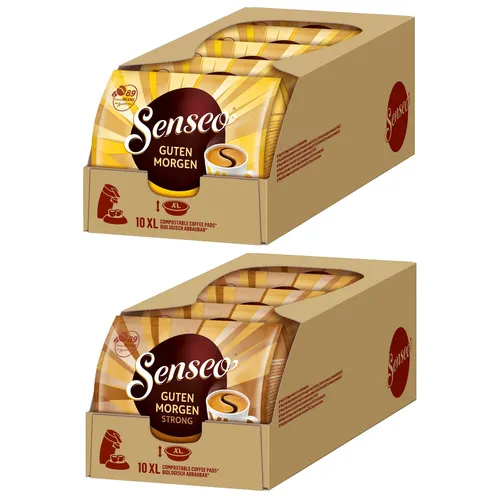 SENSEO Pads Guten Morgen XL + Strong XL - Kaffeepads für Senseo, 100 Getränke mit vollem Geschmack und ohne Allergene, ideal für den perfekten Start in den Tag.