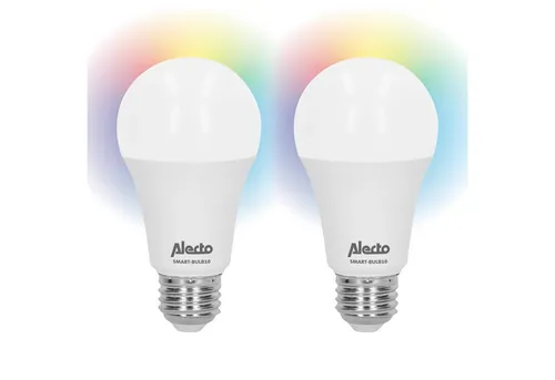 Alecto SMART-BULB10 DUO Smarte Lampe - Smarte WiFi-Lampe mit Dimmfunktion und Farbwechsel, einfach steuerbar über SmartLife App, Alexa und Google Home - für das perfekte Ambiente in Ihrem Zuhause.