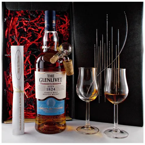 Glenlivet Founders Reserve Whisky + Glaskugelportionierer + 2 Gläser Geschenk