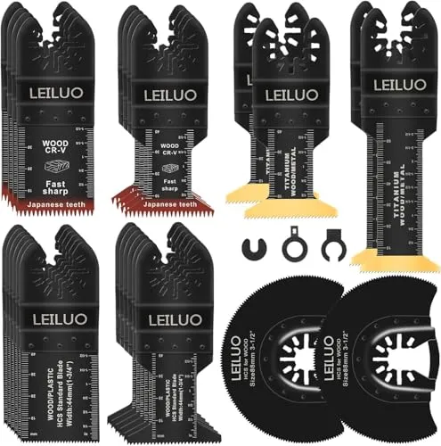 LEILUO 29 teiliges Multitool Sägeblatt Set universelles Zubehör für oszillierende Werkzeuge mit Aufbewahrungstasche kompatibel mit Einhell Makita DTM51Z Dremel Parkside und mehr