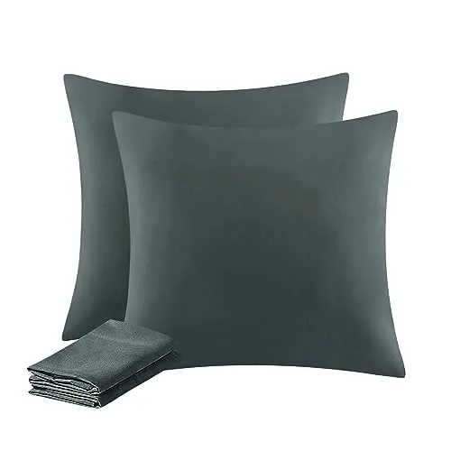 Aisbo Kissenbezug 80x80 2er Set - Kopfkissenbezug 80 x 80 Anthrazit mit Reißverschluss aus Mikrofaser, ÖKO-TEX Pillow Cover 80x80cm, Weich und Bügelfrei