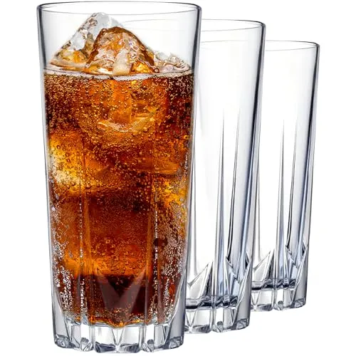 Konzept 11 - Cocktailgläser Set 6er 330ml, Trinkgläser Spülmaschinenfest, Geriffelte Gläser für Cocktails, Wasser, Saft, Mojito, Longdrinkgläser