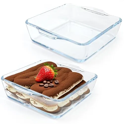 Stück Auflaufform Klein Glas, Transparent Mini Auflaufform mit Griff, Backofen und Mikrowellen Sicher, 15 x 13 x 4cm (0.4L) 2