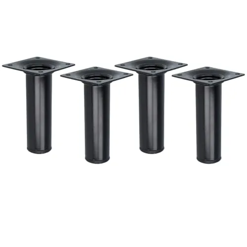 MS Beschläge schwarzer runder Stahl Möbelfuss Tischbein ø 30mm Möbelbein einzeln oder 4er Set Schrankfuss Möbelstempel Sofastempel Bettstütze M10 Gewindegang (4, 100mm)