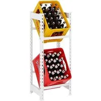PROREGAL® Standregal Getränkekistenregal CAMEL 100x40x30cm Weiß - Stabiles Standregal für Getränkekisten, 2 Ebenen mit 100kg Tragkraft pro Ebene. Ideal für Garage oder Kantine, schnell in 10 Minuten aufgebaut.