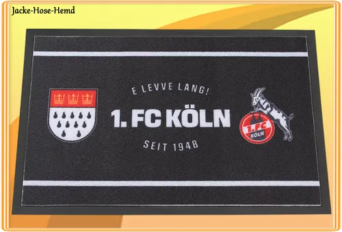 1. FC Köln Fußmatte Skyline 60 x 40 cm - Offizielle Fußmatte des 1. FC Köln mit stilvollem Skyline-Design. Ideal für den Eingangsbereich, rutschfeste Unterseite für sicheren Halt.