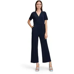 Cartoon Damen Jumpsuit mit Bindegürtel 44, Dunkelblau - Jumpsuits für Damen – moderner Loose Fit mit elegantem Wasserfall-Ausschnitt, ideal für Freizeit und Büro, kombiniert Stil mit Komfort.