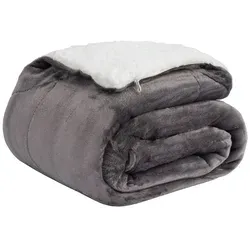 Wohndecke Cloudy - Kuscheldecke mit Ecktasche - Bettdecken aus 100% Polyester, grau, 200x150 cm, perfekt für gemütliche Abende auf der Couch.
