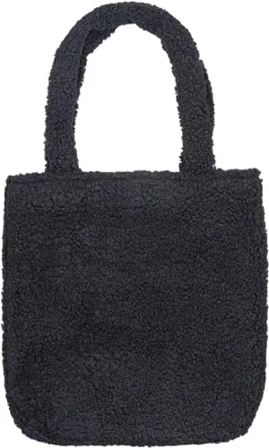 styleBREAKER Damen Teddyfell Beuteltasche - Schultertasche in Schwarz - Damen-Schultertasche in modischer Teddyfell Optik, mit breiten Henkeln für höchsten Tragekomfort und vielseitig einsetzbar als Einkaufstasche.