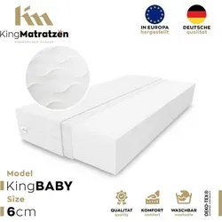 KingBABY Kindermatratze 80x160 cm, 6 cm hoch - Matratze für Babybett, doppelseitiger Kaltschaum für optimalen Schlafkomfort, hypoallergene Abdeckung und eleganter gesteppter Bezug mit Reißverschluss.