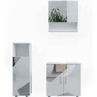 Vicco Badmöbelset Irma Weiß Hochglanz - Badmöbel-Set mit elegantem Spiegelschrank und Midischrank, pflegeleicht dank hochwertiger Melaminharzbeschichtung und ideal für moderne Badezimmer.