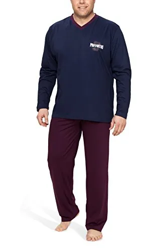 Moonline Plus Schlafanzug Herren XXL - Navy - Schlafanzüge für Herren, aus 100% Baumwolle für hohen Tragekomfort und angenehmes Schlafgefühl, weit geschnitten für perfekten Halt und bequemes Tragen.