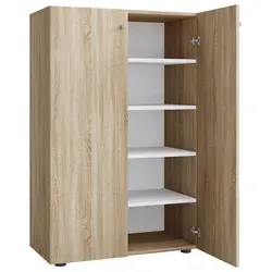 VCM Holz-Schuhschrank Lona XL - Schuhschrank mit 5 Fächern und 2 Drehtüren, hochwertige Metallbeschläge und in verschiedenen Farben erhältlich – ideal für Ordnung im Eingangsbereich.