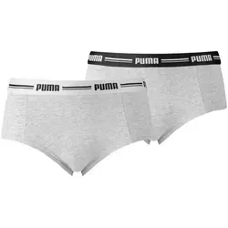 PUMA Panty PUMA WOMEN MINI SHORT 2P (2er Pack) schmaler Logo-Gummibund grau L