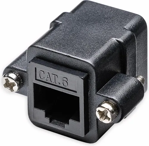 Goobay RJ45 Modularkupplung/Verbinder mit Montageflansch, CAT 6 - 2x RJ45-Buchse (8P8C)