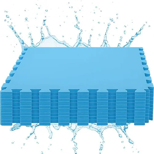 BURI Summer Poolmatte 72er Set - Rutschfeste Bodenfliesen für Pools - 72 blaue Poolmatten à 50x50 cm, 18,00 m² Gesamtfläche, 4 mm dick, rutschfest und ideal für Aufstellpools, Whirlpools und Fitnessbereiche - perfekt für Komfort und Sicherheit an heißen Sommertagen.