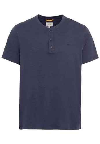 camel active Herren Kurzarm Henleyshirt Dunkelblau - T-Shirt für Herren aus 100% Baumwolle, mit Henley-Kragen und Knopfleiste, ideal für lässige Outfits und Komfort im Alltag.