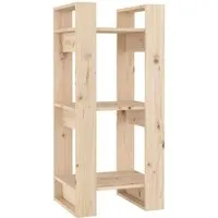 vidaXL Bücherregal/Raumteiler aus massivem Kiefernholz 41x35x91 cm - Vielseitiges Regal für Bücher und Deko, auch als Raumteiler nutzbar. Aus robustem, unbehandeltem Kiefernholz mit rustikalem Look.