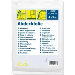 Abdeckfolie 4 x 5 m HDPE transparent 20 m2 Schutzfolie Malerfolie zum Abdecken von Möbeln Böden und Geräten bei Renovierung und Malerarbeiten - Transparent