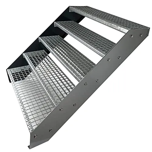 Kaminbau Mierzwa Premium Stahl Treppe Verzinkt & Silber Pulverbeschichtet 5 Stufen – Wetterfeste Gartentreppe - Wetterfeste und korrosionsgeschützte Treppe aus verzinktem Stahl. Ideal für den Außenbereich mit einfacher Montage. Made in Germany – beste Qualität für vielseitige Anwendungen im Garten und rund ums Haus.