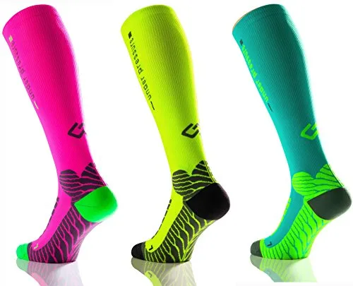 under pressure Kompressionsstrümpfe Runattack, gelbe Sport Kompressionssocken für Läufer