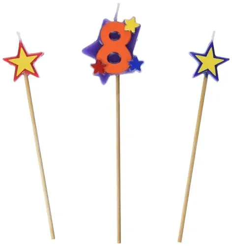 Stern-Geburtstagskerzen - Zahl 8 - 3er Satz