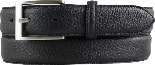 BELTINGER Italienischer Anzug-Gürtel, 30 mm breit, Herren, Anzuggürtel, Hosengürtel, strukturiertes Leder, Schließe Silber | Schwarz 85cm