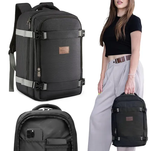 Zagatto Dunkelgrauer Reise Rucksack – Leichter Handgepäck-Rucksack 40x20x25 cm