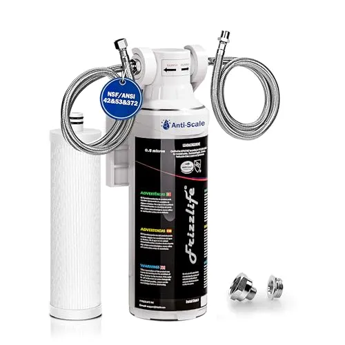 Frizzlife Untertisch-Wasserfilter 0,5 Mikron, entfernt 99,99% Blei & Chlor, NSF/ANSI 42 & 53 zertifiziert, hohe Kapazität, Direktanschluss, Untertisch, Trinkwasserfilter