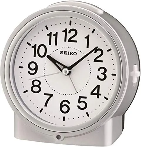 Seiko Wecker Silber Kunststoff Schleichende Sekunde QHE117S in silber von Seiko Clocks