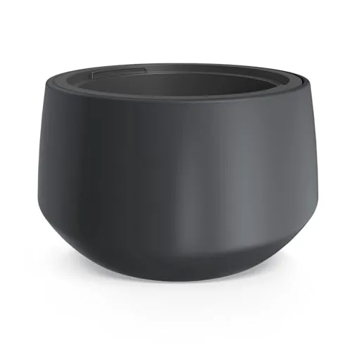 Kunststoff Pflanzschale klein in konischer Form - 23 x 35 cm - Design Blumentopf in anthrazit mit Pflanz Einsatz - Pflanzkübel Blumenschale Blumenkübel Garten Blumen Pflanz Übertopf