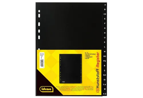 Idena Hefter Idena 302022 - Register A - Z, für DIN A4, aus Kunststoff, 20-teilig