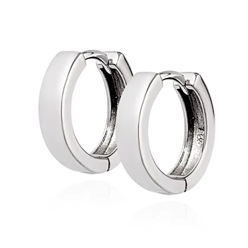 NKlaus Paar Klappcreolen 925 Silber rhodiniert - Ohrringe für Damen aus 925 Sterling Silber, hochglanzpoliert und mit praktischem Klappverschluss für einfachen Tragekomfort.