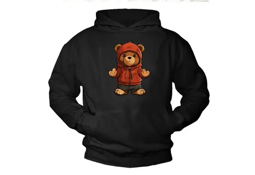 MAKAYA Kapuzenpullover Teddybär für Herren – Stylischer Teddy Pullover mit Kapuze - Hochwertiger Kapuzenpullover aus 80% Baumwolle und 20% Polyester. Pflegeleicht und wärmend, ideal für einen lässigen Look. Mit praktischer Kängurutasche und Kordelzug für die Kapuze.