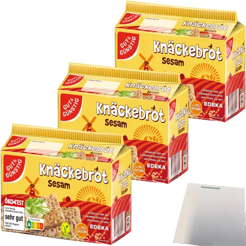 Gut&Günstig Knäckebrot Sesam 3er Pack 3x250g Packung usy Block